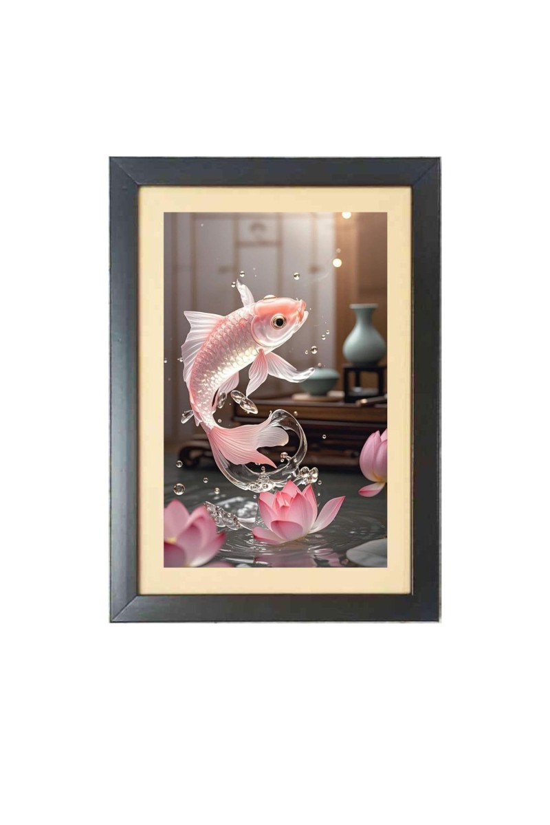 The beautiful fish Black Photo Frame Funny Animal and Bird Cartoon Art
