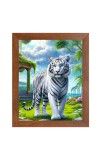 AI Funny White Tiger Art Picture for Kids - 12x16 inches, Brown Color - Perfect Wall Decor for Children's Room