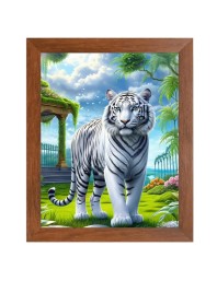 AI Funny White Tiger Art Picture for Kids - 18x22 inches, Brown Color - Perfect Wall Decor for Children's Room