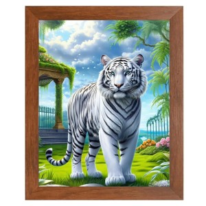 AI Funny White Tiger Art Picture for Kids - 18x22 inches, Brown Color - Perfect Wall Decor for Children's Room