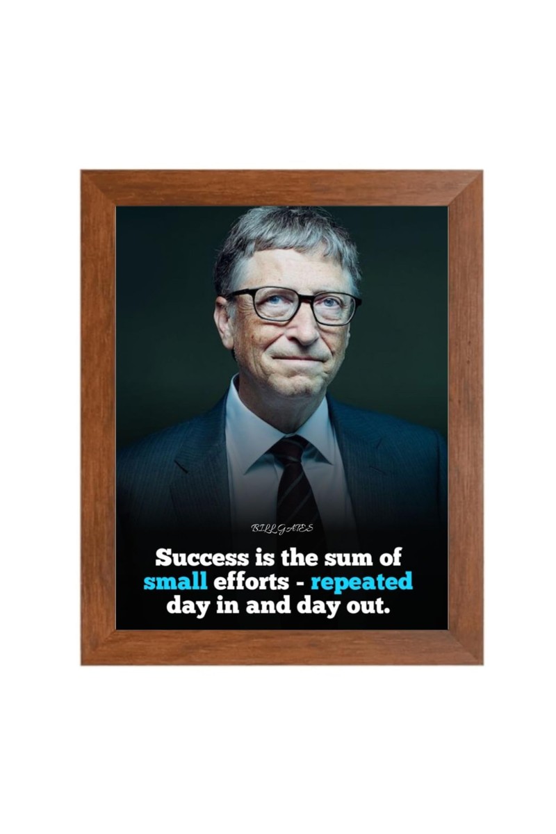Bill Gates & Famous Quote Brown Frame, 12x16InchesInspirational Wall Art for Office, Home DecorIdeal Spiritual Gift