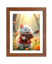 AI Funny Cute Cat Art Picture for Kids - 10x14 inches, Brown Color - Perfect Wall Decor for Children's Room