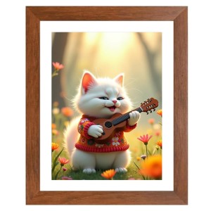 AI Funny Cute Cat Art Picture for Kids - 10x14 inches, Brown Color - Perfect Wall Decor for Children's Room