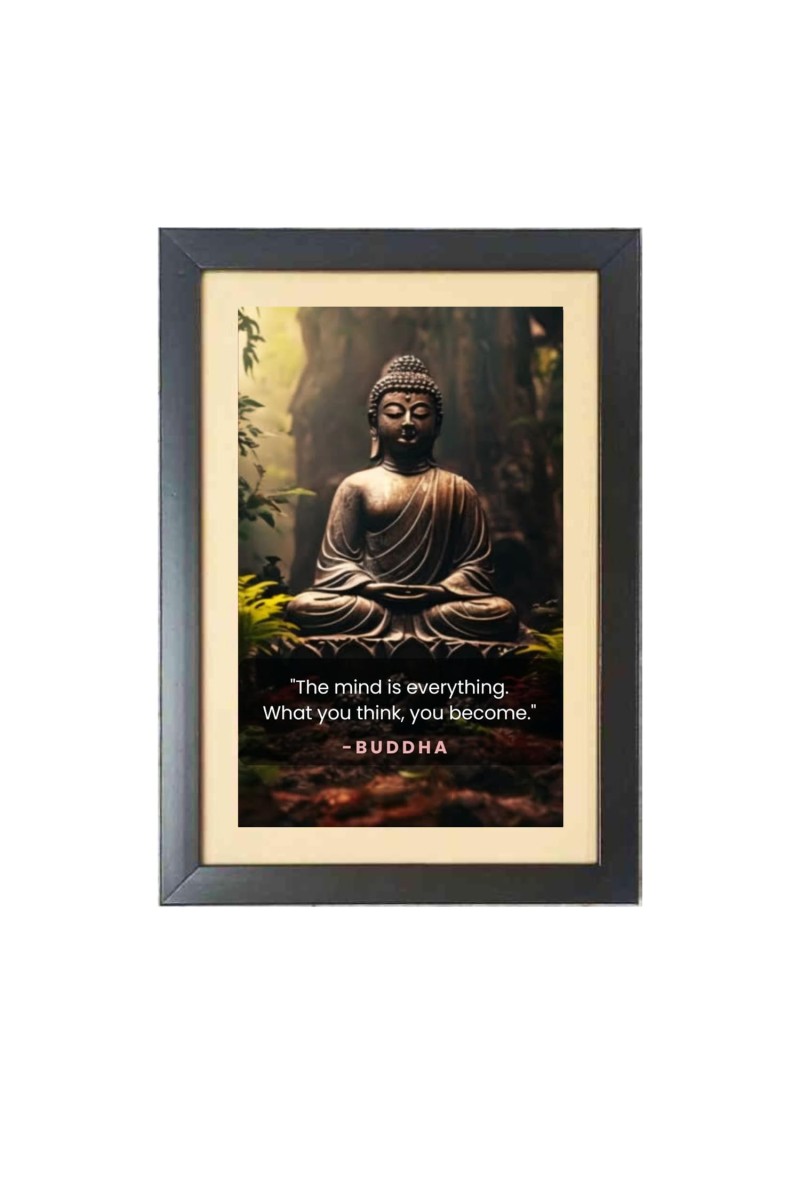Buddha & His Famous Quote Photo Frame - Brown Frame, 11x15 Inches, Perfect for Office & Wall Decoration, Ideal Gift