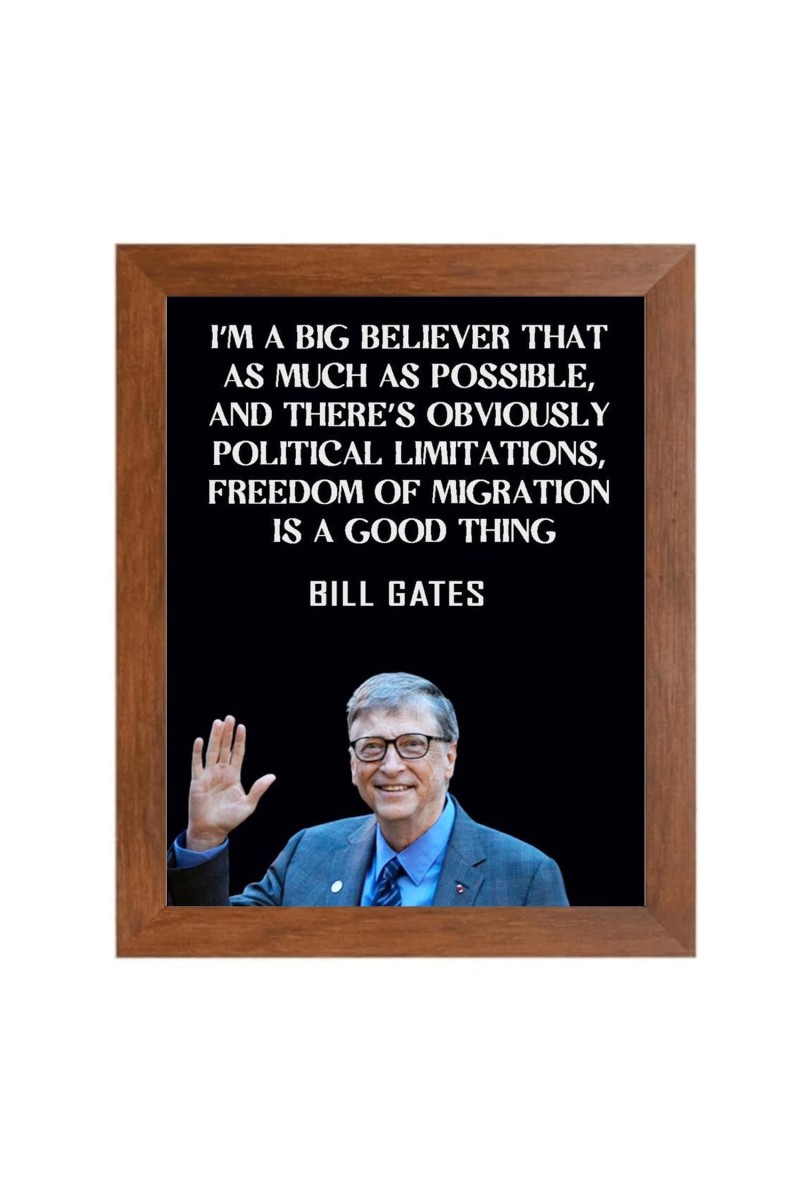 Bill Gates & Famous Quote Brown Frame, 12x16InchesInspirational Wall Art for Office, Home DecorIdeal Spiritual Gift