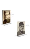 Netaji Subhas Chandra Bose Acrylic T-Style Photo Stand, Compact and Stylish Spiritual Display, easily change 2 photos (Pack of 1)