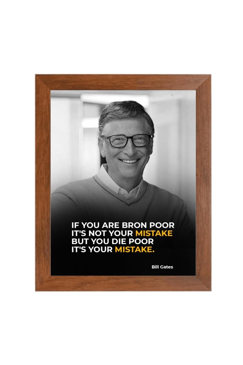 Bill Gates & Famous Quote Brown Frame, 12x16InchesInspirational Wall Art for Office, Home DecorIdeal Spiritual Gift