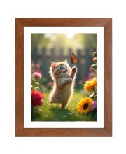 AI Funny Cute Cat Art Picture for Kids - 10x14 inches, Brown Color - Perfect Wall Decor for Children's Room