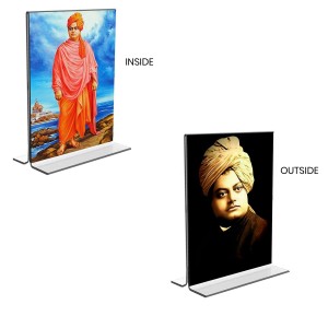 Swami Vivekananda Acrylic T-Style Photo Stand - 5x7 Inches, Compact and Stylish Spiritual Display, easily change 2 photos (Pack of 1) Swami Vivekananda Acrylic T-Style Photo Stand - 5x7 Inches, Compact and Stylish Spiritual Display, easily change 2 photos (Pack of 1)