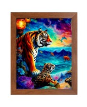 AI Funny Tiger Art Picture for Kids - 10x14 inches, Brown Color - Perfect Wall Decor for Children's Room
