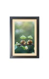 Two cute snails under two little umbrellas Photo Frame Funny Animal and Bird Cartoon Art, Black color, 17x21 Inch