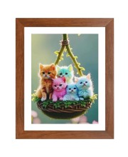 AI Funny Cute Cat Art Picture for Kids - 10x14 inches, Brown Color - Perfect Wall Decor for Children's Room