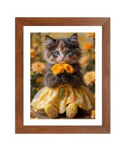 AI Funny Cute Cat Art Picture for Kids - 18x22 inches, Brown Color - Perfect Wall Decor for Children's Room