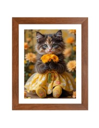 AI Funny Cute Cat Art Picture for Kids - 10x14 inches, Brown Color - Perfect Wall Decor for Children's Room