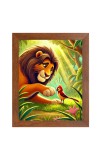 AI Funny Lion with bird Art Picture for Kids - 10x14 inches, Brown Color - Perfect Wall Decor for Children's Room
