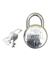 HiTechMart Heavy Duty 8-Lever Round Iron Padlock with 3 Keys, Rust-Resistant, Durable Security Lock for Home, Office, and Outdoor Use (Silver Finish)