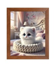 AI Funny Cute Cat Art Picture for Kids - 10x14 inches, Brown Color - Perfect Wall Decor for Children's Room