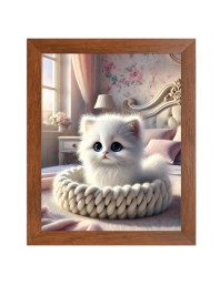 AI Funny Cute Cat Art Picture for Kids - 14x18 inches, Brown Color - Perfect Wall Decor for Children's Room