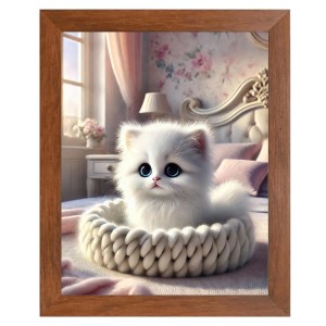 AI Funny Cute Cat Art Picture for Kids - 14x18 inches, Brown Color - Perfect Wall Decor for Children's Room