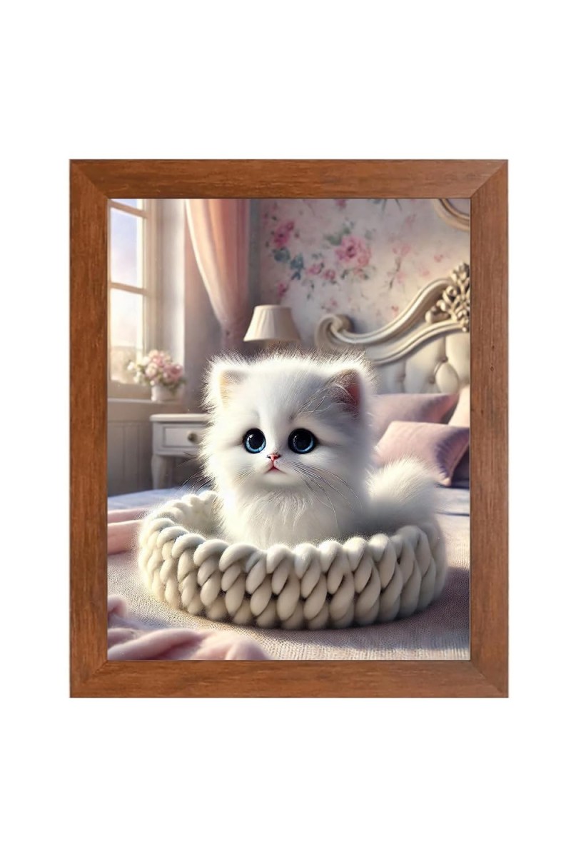 AI Funny Cute Cat Art Picture for Kids - 10x14 inches, Brown Color - Perfect Wall Decor for Children's Room