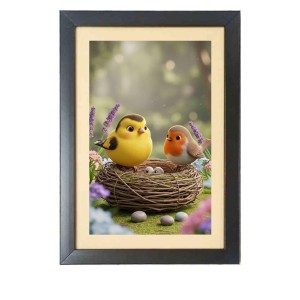 Free Nesting Cartoon Birds Black Photo Frame Funny Animal and Bird Cartoon Art