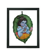 Hitech Sales Nanha Gopal Ji Polystyrene Photo Frame for Pooja Room, Temple Decor, Home Decoration and Gifting (Wall and Tabletop, Rectangular, Printed Photo, 7.12 x 9.12 inches Frame, Black)