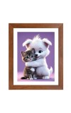 AI Funny Cute Dog & Cat Art Picture for Kids - 12x16 inches, Brown Color - Perfect Wall Decor for Children's Room