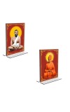 Car Desk/Table Top Sri Ramakrishna Paramhansa & Swami Vivekananda Acrylic T-Style Photo Stand - 2.5x3.5 Inches, Compact and Stylish Spiritual Display, easily change 2 photos (Pack of 1)
