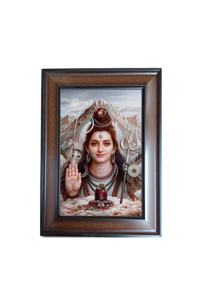 Hi Tech Sales Lord Shiv Polystyrene Photo Frame for Wall Decor Home, Office, and Temple - Printed Photo, Pack of 1