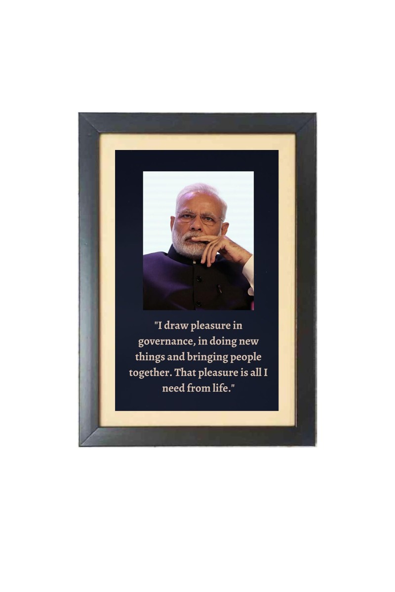 Narendra Modi & His Famous Quote Photo Frame - Brown Frame, 11x15 Inches, Perfect for Office & Wall Decoration, Ideal Gift