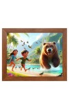 AI Funny Polar bear with kid Art Picture for Kids - 14x18 inches, Brown Color - Perfect Wall Decor for Children's Room