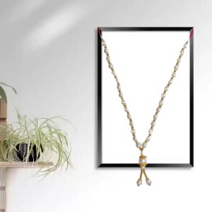 Hitech Sales Artificial Pearl Garland Mala Necklace | Decorative Pearl Chain for Pooja, Mandir, and Festive Decorations | White and Gold Beads Mala with Hanging Pendant (Small, 4, Piece) Hitech Sales Artificial Pearl Garland Mala Necklace | Decorative Pearl Chain for Pooja, Mandir, and Festive Decorations | White and Gold Beads Mala with Hanging Pendant (Small, 4, Piece)