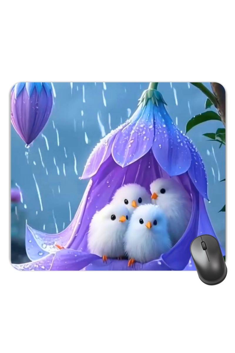 Customized Beautiful Birds Under Flower Picture Sublimation Mouse Pad | 8 X 7.5 Inch | Smooth Cloth Surface | Non-Slip Rubber Base | Personalized Mousepad for Laptop & Desktop (F17155)