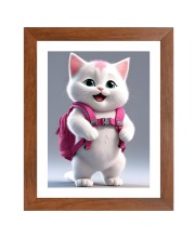 AI Funny Cute Cat Art Picture for Kids - 10x14 inches, Brown Color - Perfect Wall Decor for Children's Room