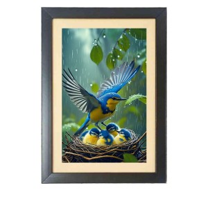 The mother bird is protecting baby birds Photo Frame Funny Animal and Bird Cartoon Art, Black color, 11x15 Inch The mother bird is protecting baby birds Photo Frame Funny Animal and Bird Cartoon Art, Black color, 11x15 Inch