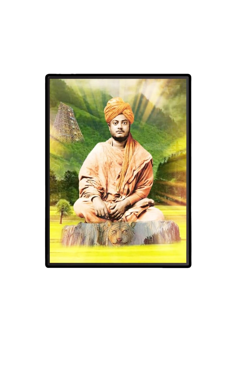 Swami Vivekananda Laminated Photo (9x11 Inches Without glass) Divine Blessings for Table and Walls,Home & Office and Temple Decoration