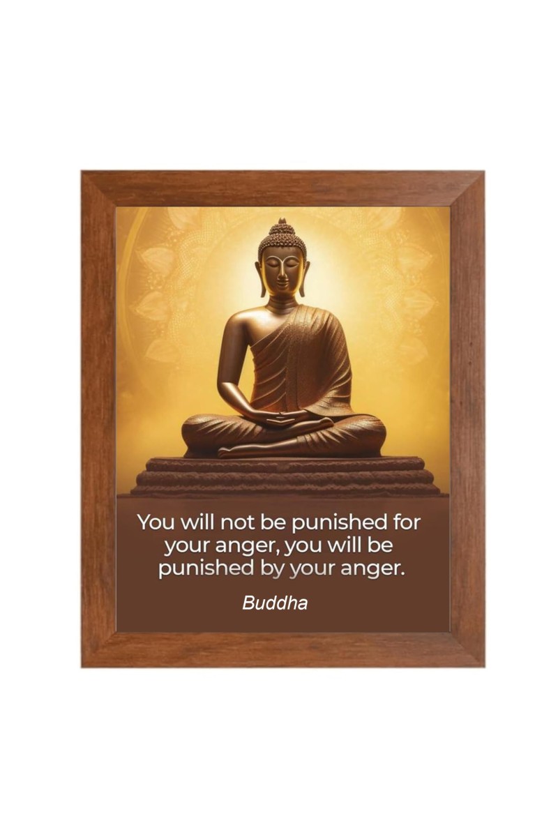 Buddha & Famous Quote Brown Frame, 14x18InchesInspirational Wall Art for Office, Home DecorIdeal Spiritual Gift