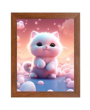 AI Funny Cute Cat Art Picture for Kids - 10x14 inches, Brown Color - Perfect Wall Decor for Children's Room