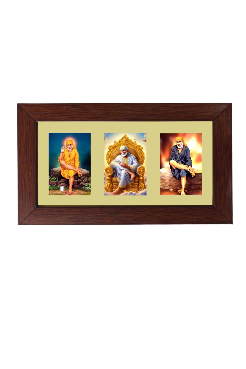 Sri Sai Baba Color Photo Frame -14X7.5 Inch, Elegant Religious Home & Temple Decor