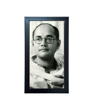 Hitech Sales Netaji Subhas Chandra Bose Wall-Mount Rectangular Polystyrene Photo Frame Home Decoration and Gifting, 9.6 x 15.6 inches Black Frame (Pack of 1, Printed Photo)