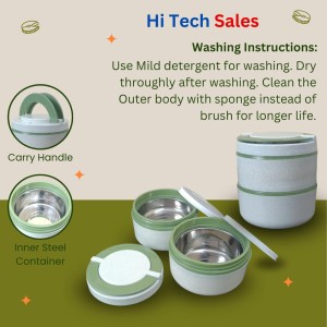 Hi Tech Sales Double Layer Lunch Box with Handle Insulated Food Storage Container for Home, Office, or Travel – Color May Vary and Stainless Steel Water Bottle 1000 ml Free Hi Tech Sales Double Layer Lunch Box with Handle Insulated Food Storage Container for Home, Office, or Travel – Color May Vary and Stainless Steel Water Bottle 1000 ml Free