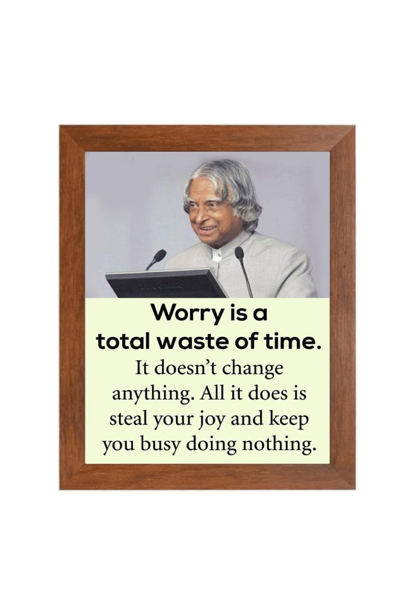 A P J Abdul Kalam & Famous Quote Brown Frame, 10x14InchesInspirational Wall Art for Office, Home DecorIdeal Spiritual Gift
