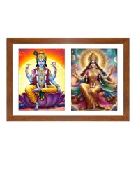 Lord vishnu and goddess mahalakshmi Photo Frame - 19x23Inches - Spiritual Artwork for Home Decor, Puja Room and Office Decoration