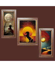 3-Pack Stunning painting Photo Frames - 2 Pieces 14x21 Inch & 1 Piece 18x21 Inch - Rustic Wall Art for Home & Office Decor - Botanical Wall Hanging for Living Room, Bedroom, or Workspace