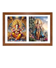 Lord ganesh and kartikeya Photo Frame - 13x17Inches - Spiritual Artwork for Home Decor, Puja Room and Office Decoration