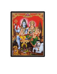 Shiva Family Laminated Photo - 5x7 Inches, Divine Blessings for Home & Office and Temple Decoration