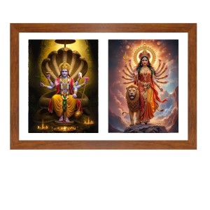 Lord vishnu and goddess durga Photo Frame - 13x17Inches - Spiritual Artwork for Home Decor, Puja Room and Office Decoration