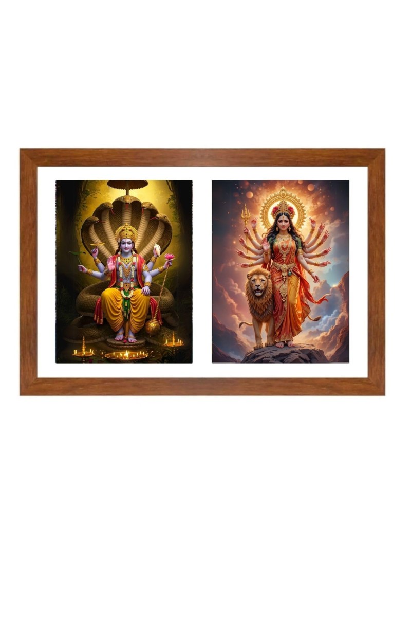 Lord vishnu and goddess durga Photo Frame - 13x17Inches - Spiritual Artwork for Home Decor, Puja Room and Office Decoration