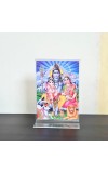 HiTechMart Lord Shiv Mata Parvati with Ganesh Acrylic Photo Frame, Hindu God Idol Picture for Home, Office and Mandir, Decorative Frame for Pooja and Gifting