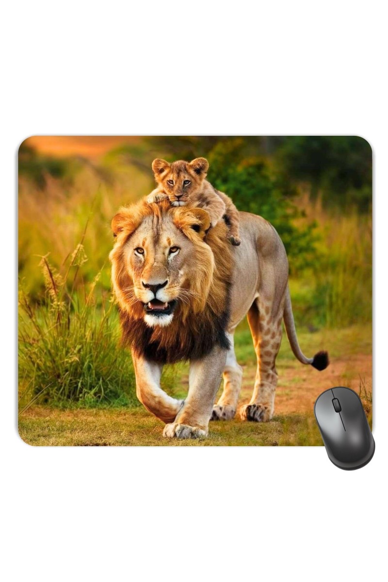 Customized Wild Lion Picture Sublimation Mouse Pad | 8 X 7.5 Inch | Smooth Cloth Surface | Non-Slip Rubber Base | Personalized Mousepad for Laptop & Desktop (F17339)
